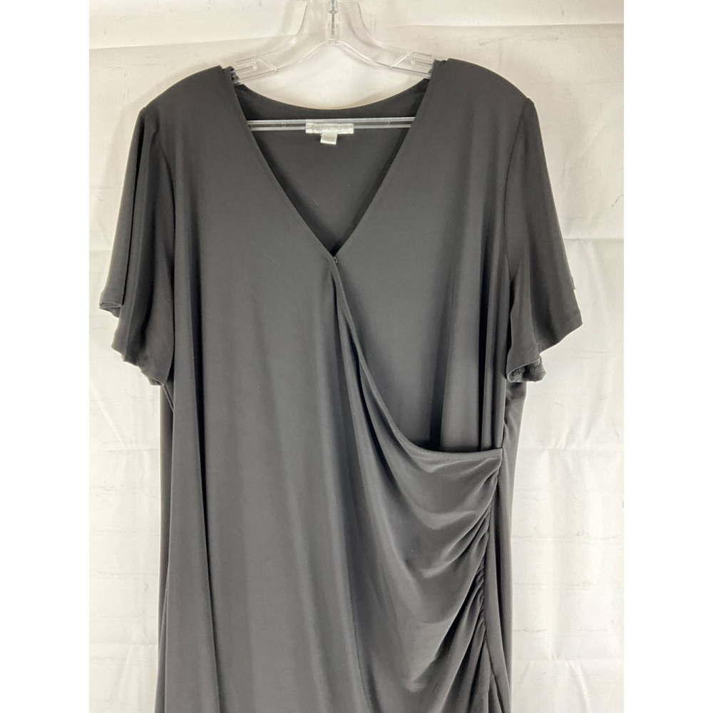 Cato Women's Black Wrap Dress Ruffle Hem Plus Size 18/20W New